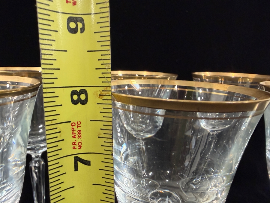 (8) Gold Rim Crystal Stemware Glasses 7 7/8' [Photo 4]