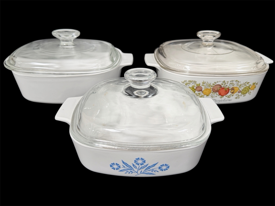 (3) Vintage Corning Ware Casserole Dishes