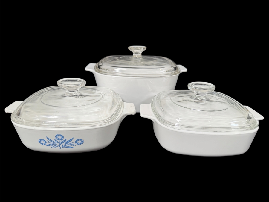 (3) Vintage Corning Ware Casserole Dishes