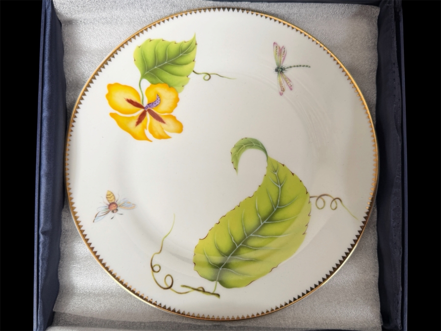 New Set Of (4) Canape Plates 'Tivoli' With Box 8'W