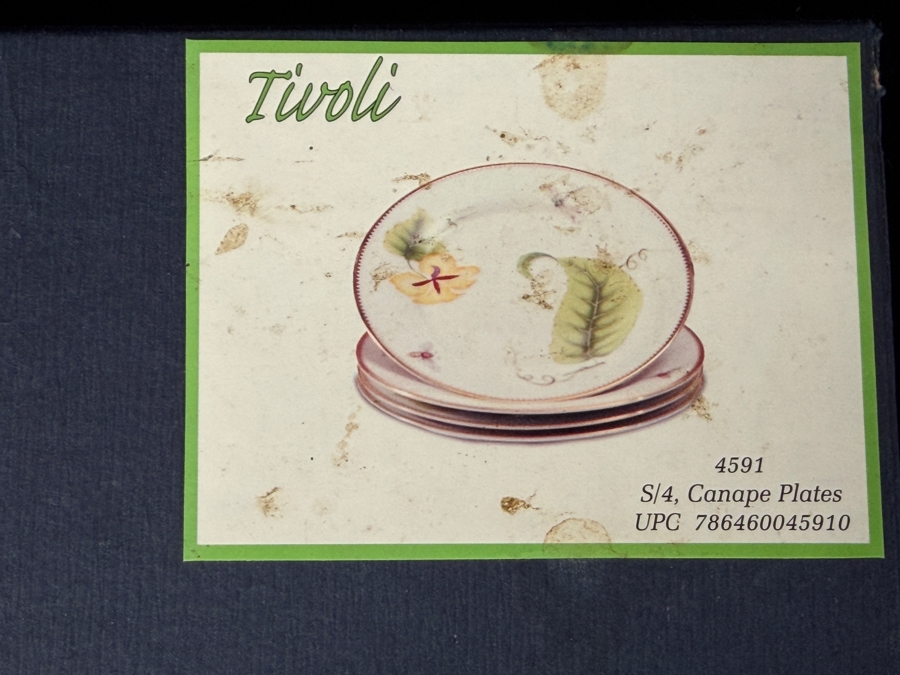 New Set Of (4) Canape Plates 'Tivoli' With Box 8'W [Photo 8]