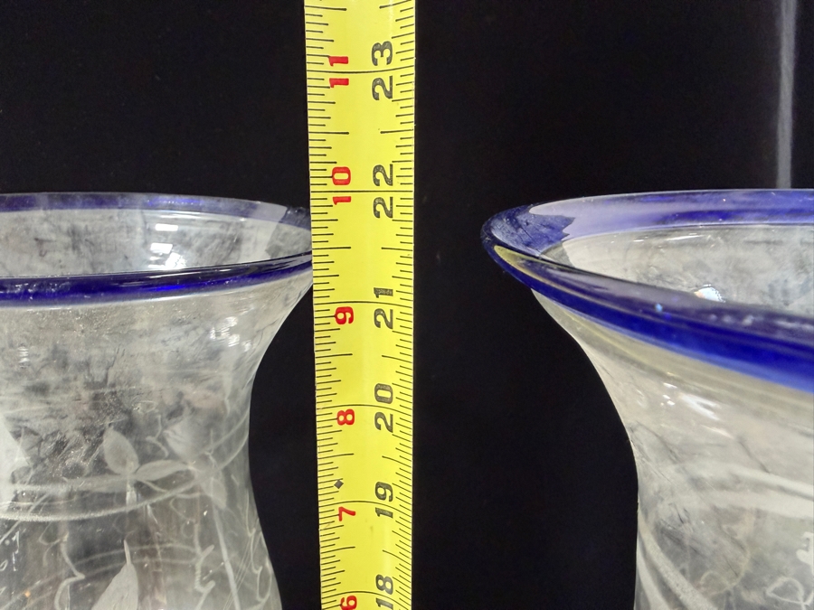 Pair Of Antique Hurricane Lamps Candlesticks With Etched Glass Shades 21.5'H [Photo 5]