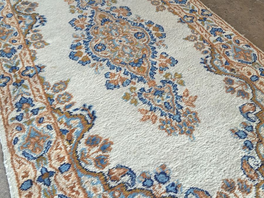 Vintage Iranian Hand Knotted 100% Virgin Lamb Wool Pile Persian Rug Runner - Light Browns & Light Blues [Photo 2]