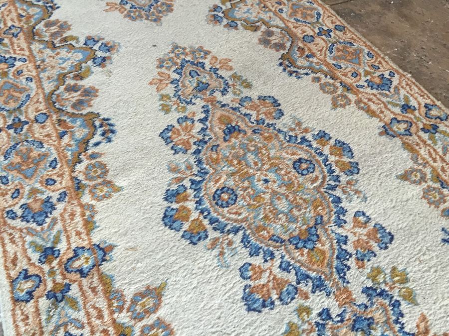 Vintage Iranian Hand Knotted 100% Virgin Lamb Wool Pile Persian Rug Runner - Light Browns & Light Blues [Photo 5]