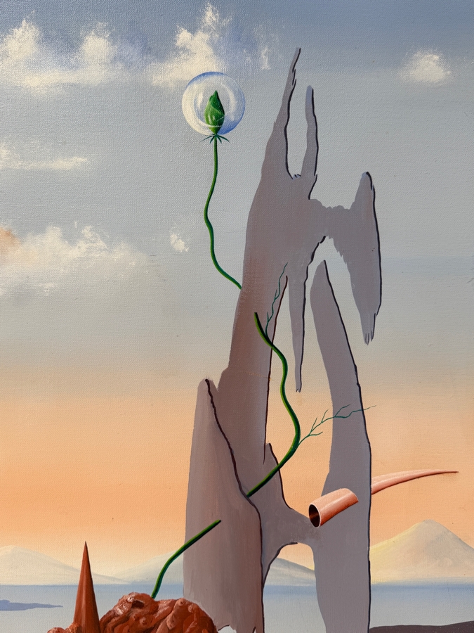 Jose Felix Original Surrealist Painting On Canvas Titled 'Genesis' Signed Lower Right And Dated 1977 24 X 30 [Photo 2]