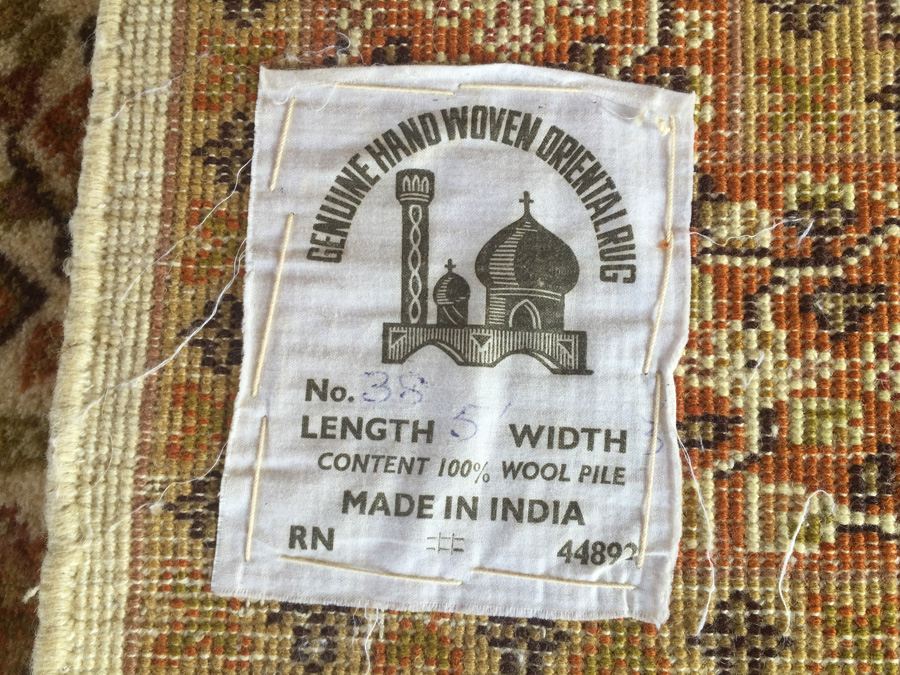 Hand Wooven Oriental Indian Wool Rug - 5' x 3' - Browns [Photo 3]