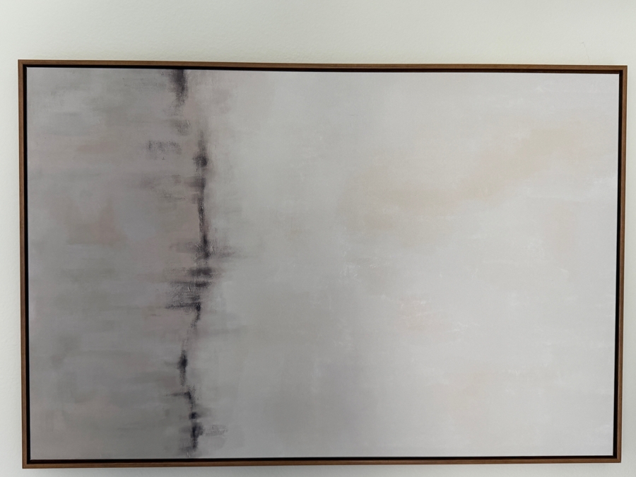 Large Minimalist Abstract Canvas Wall Art In Slim Wood Floating Frame 36'W X 24'H [Photo 3]