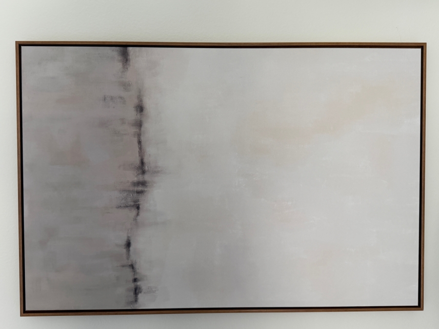 Large Minimalist Abstract Canvas Wall Art In Slim Wood Floating Frame 36'W X 24'H [Photo 2]