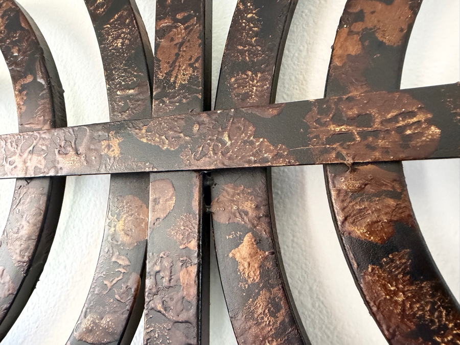Large Arched Scrolled Wrought Iron Wall Mirror With Antiqued Bronze Copper Patina Finish 34'W X 7W2'H [Photo 5]