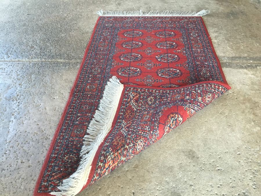 Vintage Hand Knotted Wool Persian Rug - Reds & Blues [Photo 8]