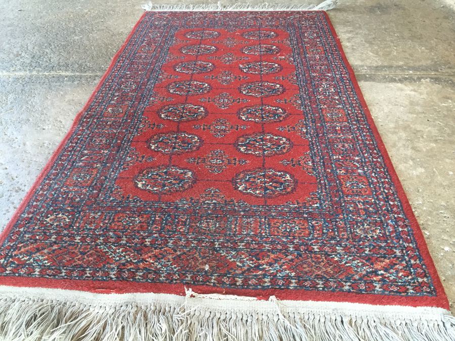 Vintage Hand Knotted Wool Persian Rug - Reds & Blues [Photo 7]