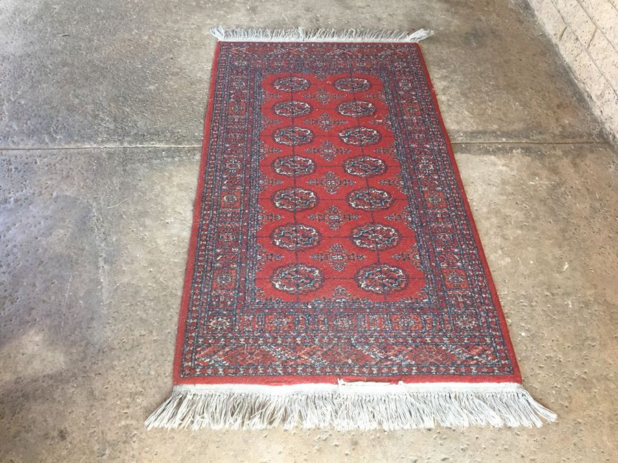 Vintage Hand Knotted Wool Persian Rug - Reds & Blues