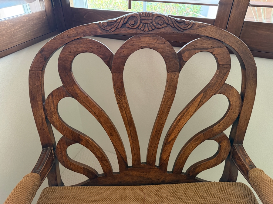Vintage French Provincial Louis XV Style Armchair With Gold Chenille And Wooden Frame 34'W X 34'D X 42'H [Photo 7]