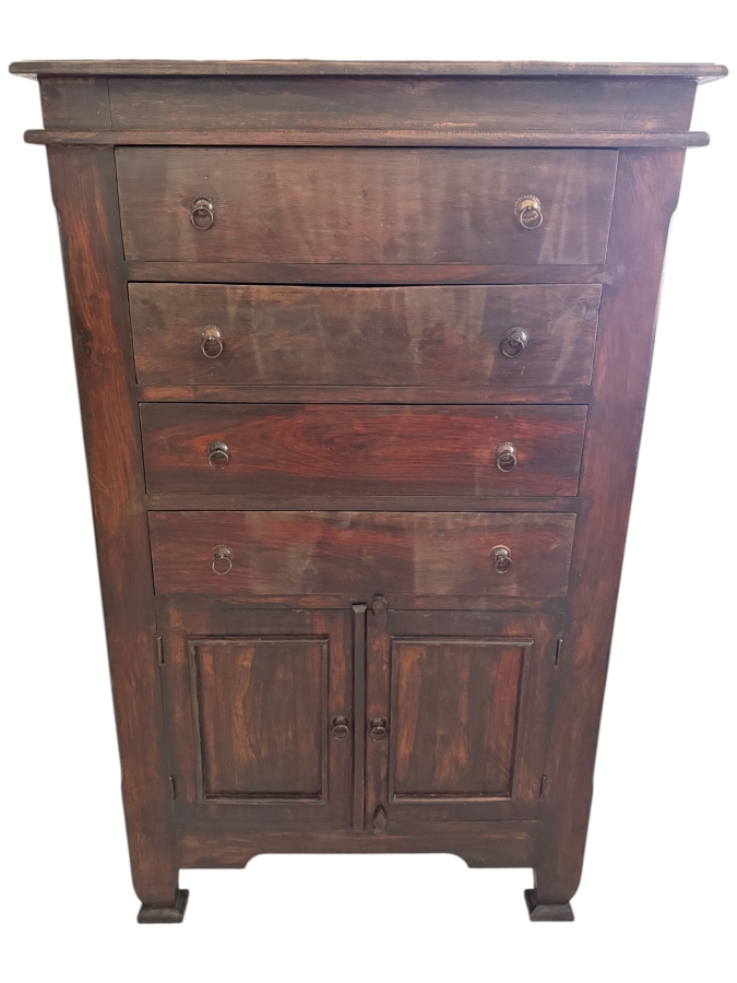 Hand Carved Hardwood 4-Drawer Dresser Cabinet With Double Cabinet Door 36'W X 17'D X 60'H [Photo 2]
