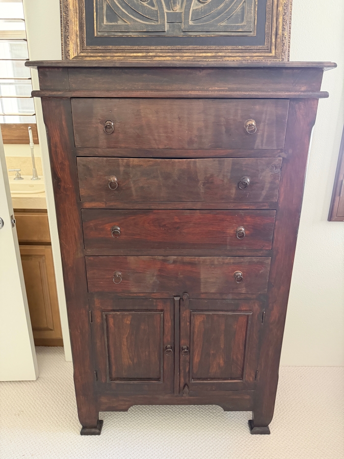 Hand Carved Hardwood 4-Drawer Dresser Cabinet With Double Cabinet Door 36'W X 17'D X 60'H