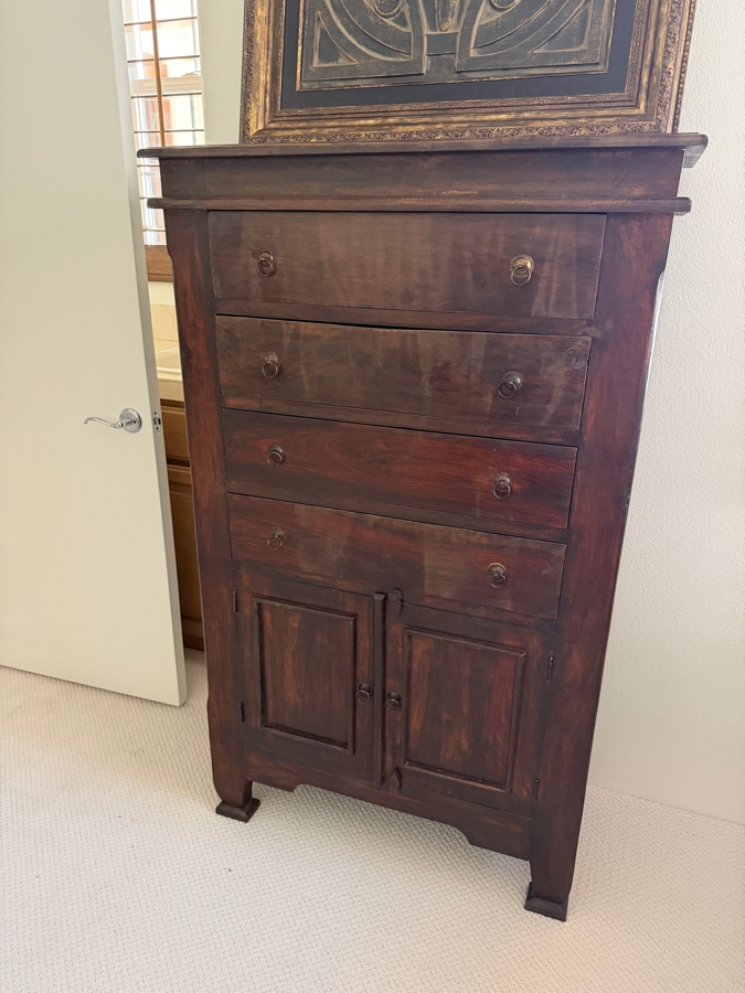Hand Carved Hardwood 4-Drawer Dresser Cabinet With Double Cabinet Door 36'W X 17'D X 60'H [Photo 5]