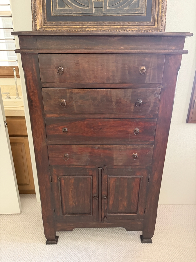 Hand Carved Hardwood 4-Drawer Dresser Cabinet With Double Cabinet Door 36'W X 17'D X 60'H [Photo 6]
