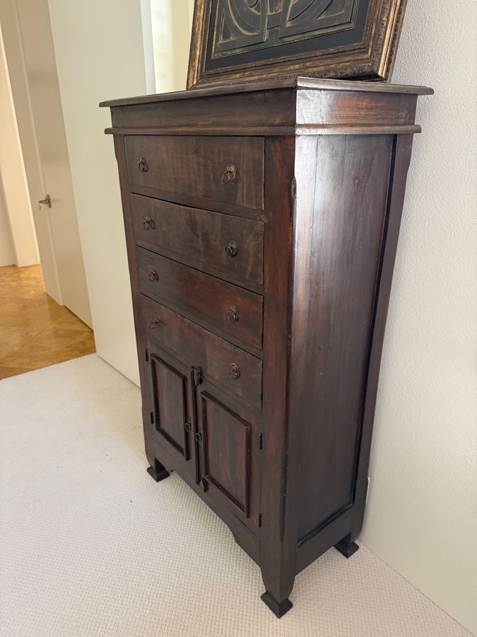 Hand Carved Hardwood 4-Drawer Dresser Cabinet With Double Cabinet Door 36'W X 17'D X 60'H [Photo 4]