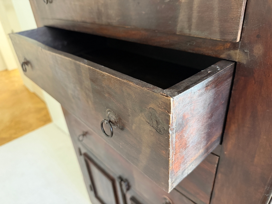 Hand Carved Hardwood 4-Drawer Dresser Cabinet With Double Cabinet Door 36'W X 17'D X 60'H [Photo 7]