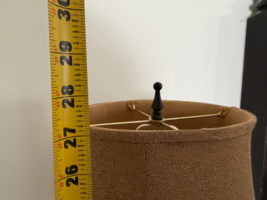 Pair Of Mediterranean Wrought Iron Scrolled Table Lamp With Textured Bell Shade 27'H [Photo 6]