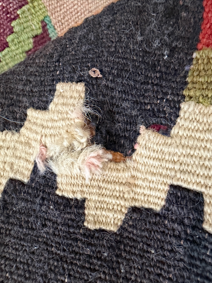 Vintage Handwoven Turkish Kilim Rug With Central Medallion And Colorful Geometric Tribal Borders 48'W X 92'L [Photo 10]