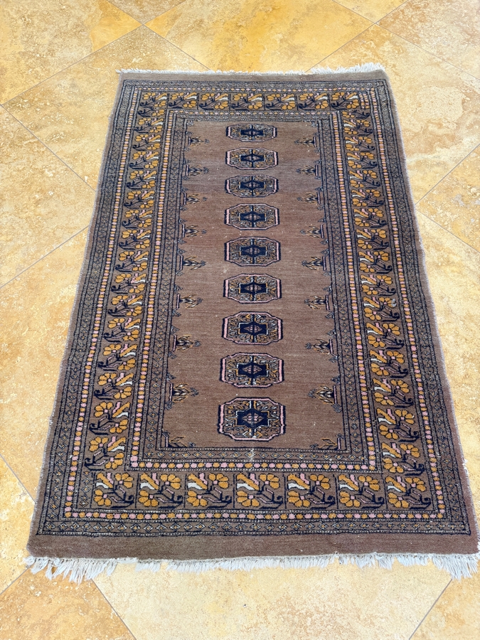 Hand-Knotted Bokhara Royal Tekke Wool Rug With Octagonal Gul Column And Floral Motif Borders 37'W X 59'L [Photo 3]