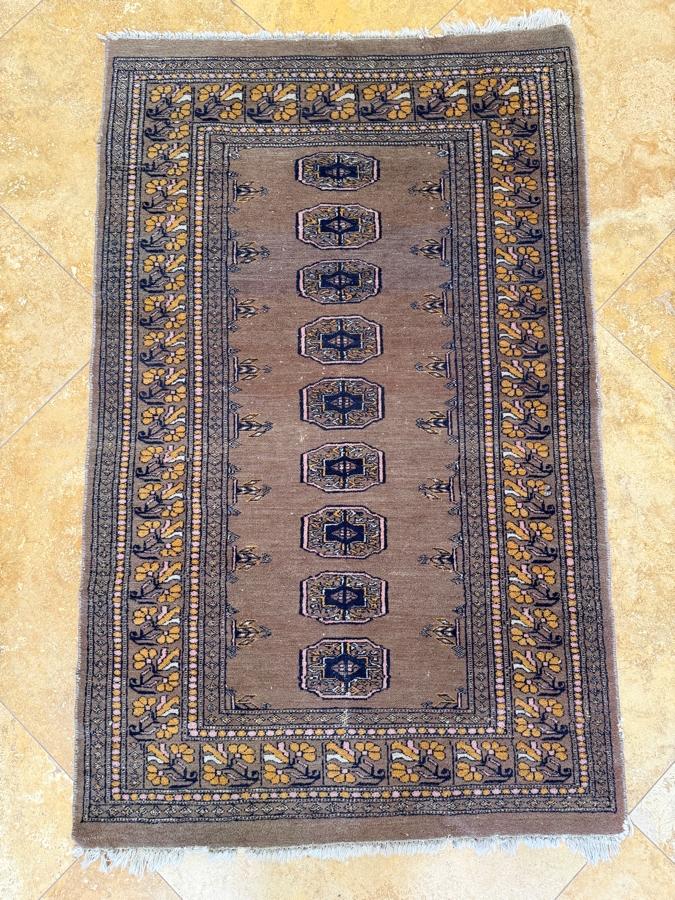 Hand-Knotted Bokhara Royal Tekke Wool Rug With Octagonal Gul Column And Floral Motif Borders 37'W X 59'L [Photo 4]