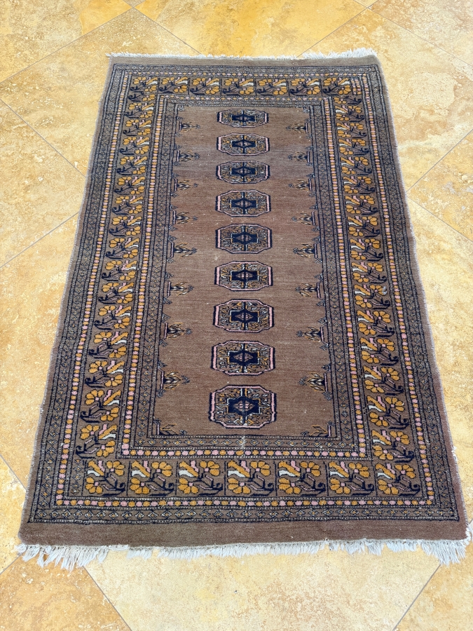 Hand-Knotted Bokhara Royal Tekke Wool Rug With Octagonal Gul Column And Floral Motif Borders 37'W X 59'L [Photo 2]
