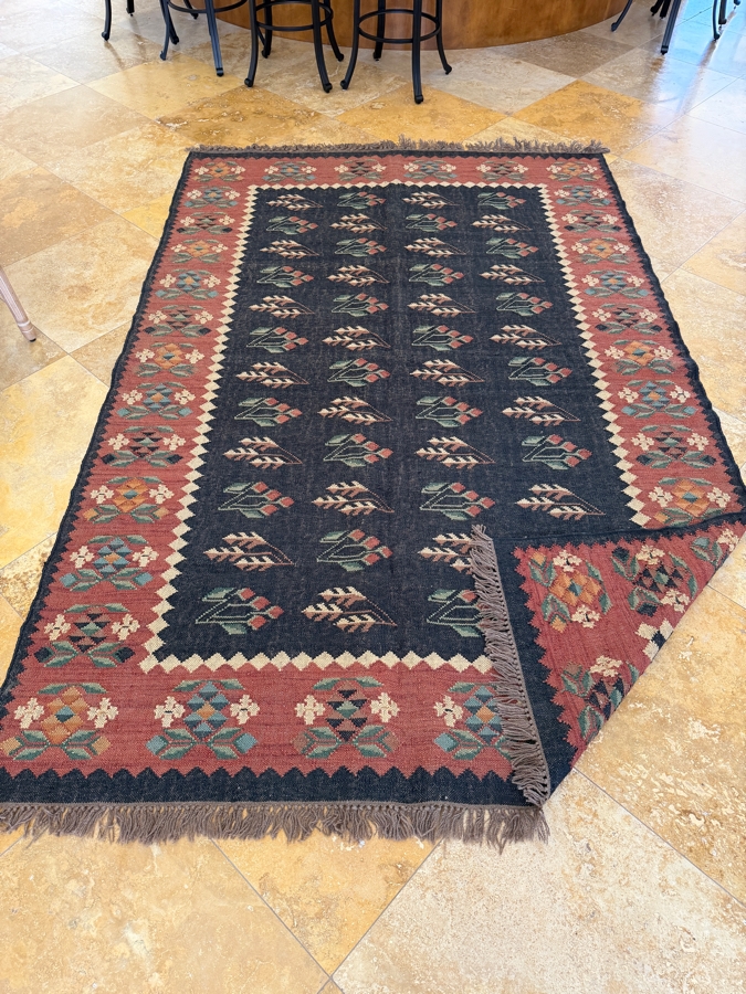 Vintage Hand-Woven Kilim Rug 73'W X 114'L [Photo 7]