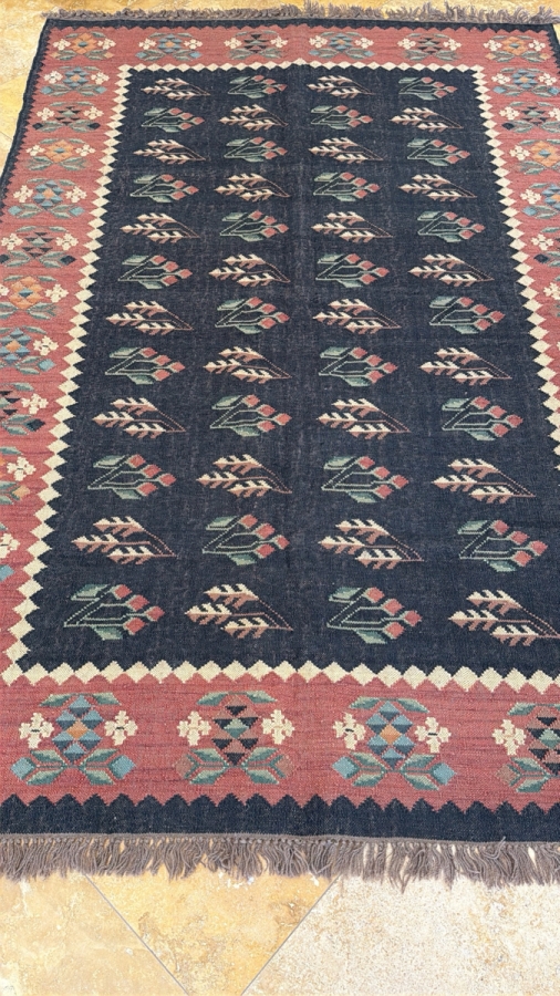 Vintage Hand-Woven Kilim Rug 73'W X 114'L [Photo 3]