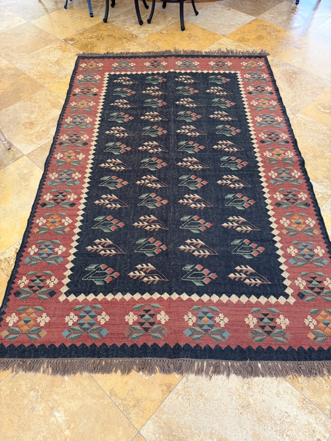Vintage Hand-Woven Kilim Rug 73'W X 114'L [Photo 4]