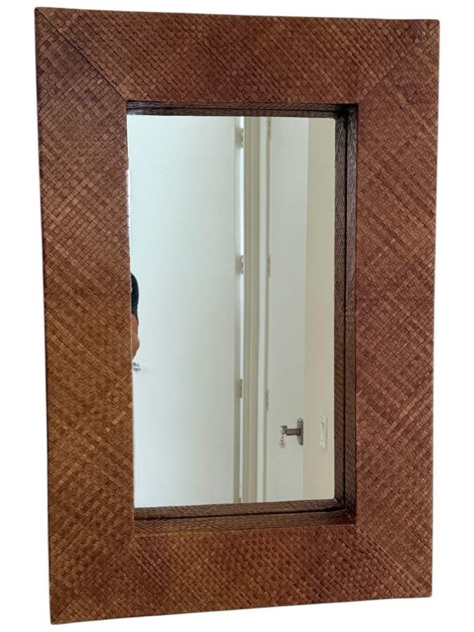 Vintage Rattan Wall Mirror 24'W X 36'H