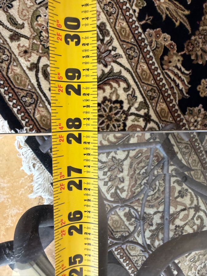 Neoclassical Wrought Iron Glass Top Side Table 28'W X 24'D X 22'H [Photo 5]