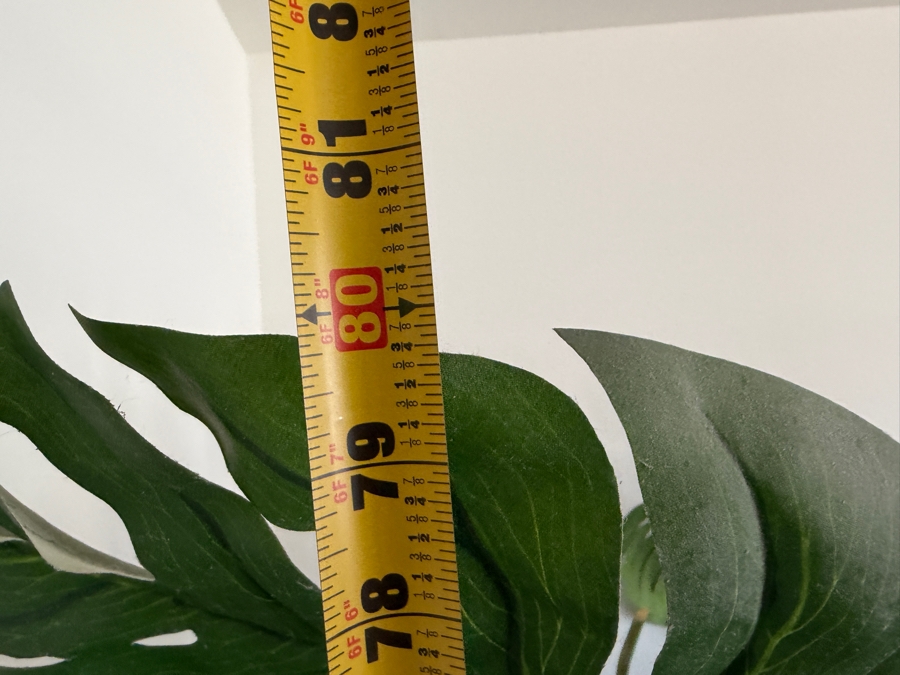 Large Artificial Monstera Deliciosa Floor Plant In Rustic Braided Rim Terracotta Planter 17'W X 80'H [Photo 8]