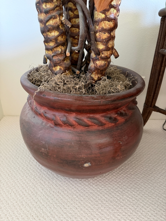 Large Artificial Monstera Deliciosa Floor Plant In Rustic Braided Rim Terracotta Planter 17'W X 80'H [Photo 5]