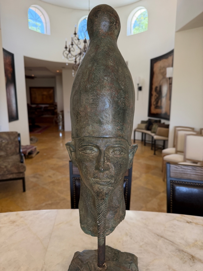 Large Decorative Bronze Bust Of The Ancient Egyptian God Osiris 27'H [Photo 3]