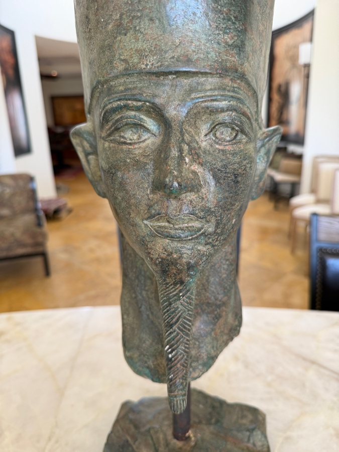 Large Decorative Bronze Bust Of The Ancient Egyptian God Osiris 27'H [Photo 4]