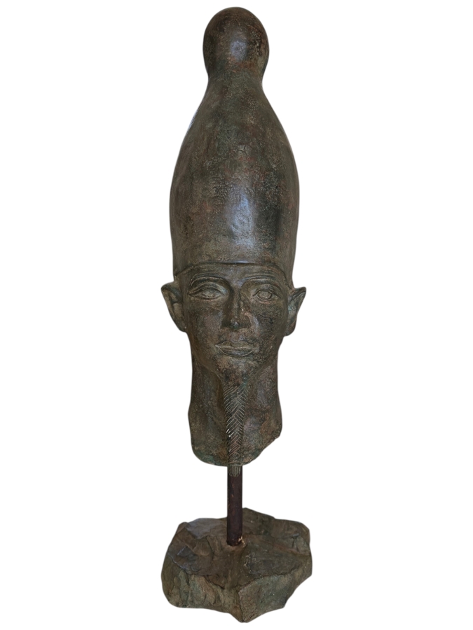 Large Decorative Bronze Bust Of The Ancient Egyptian God Osiris 27'H [Photo 2]