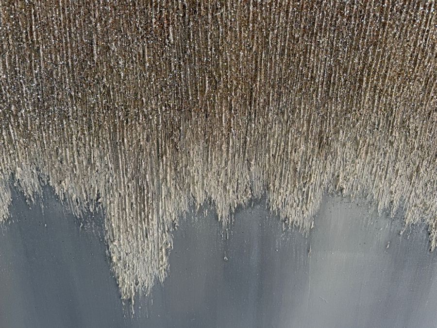 Z Gallerie Dust Of Dawn Abstract Canvas Wall Art With Textured Drip 40'W X 60'H Retails $600  [Photo 3]