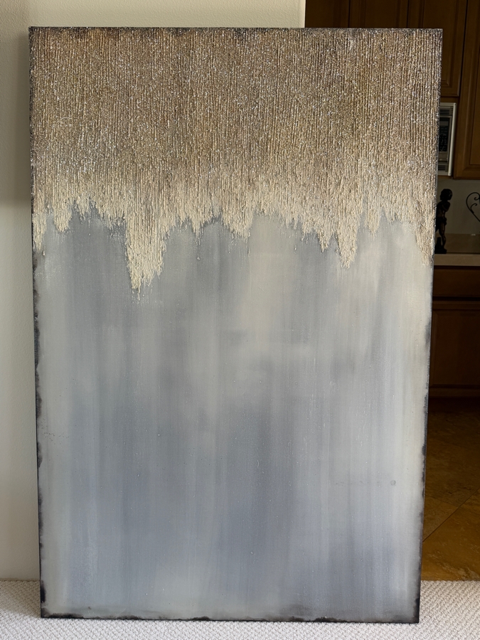 Z Gallerie Dust Of Dawn Abstract Canvas Wall Art With Textured Drip 40'W X 60'H Retails $600  [Photo 2]