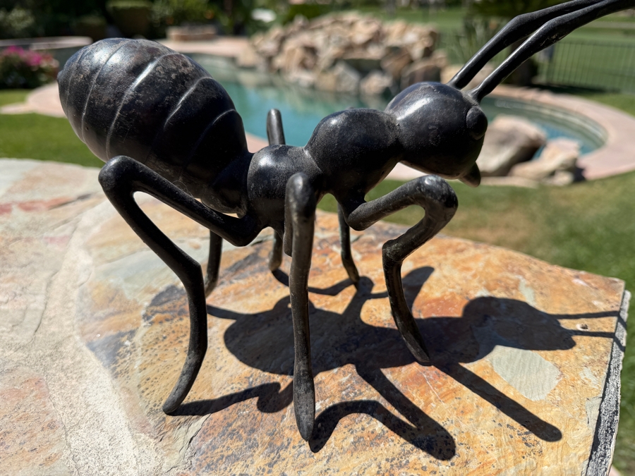 Large Cast Iron Ant Garden Sculpture With Dark Bronze Finish 13'W [Photo 3]