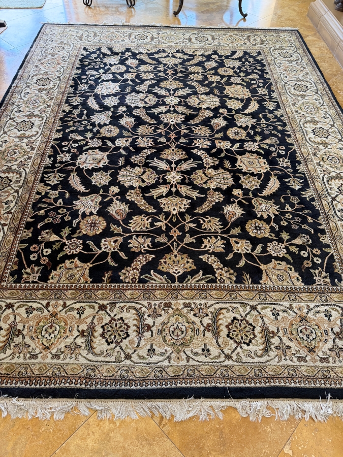 Hand-Knotted Indo-Tabriz Wool Area Rug With Floral All-Over Pattern 109'W X 148'L [Photo 3]