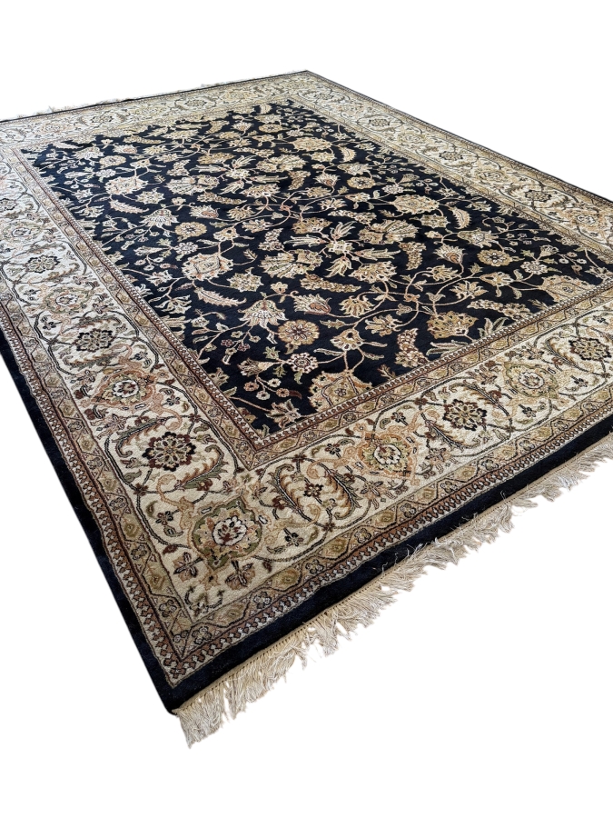 Hand-Knotted Indo-Tabriz Wool Area Rug With Floral All-Over Pattern 109'W X 148'L [Photo 2]