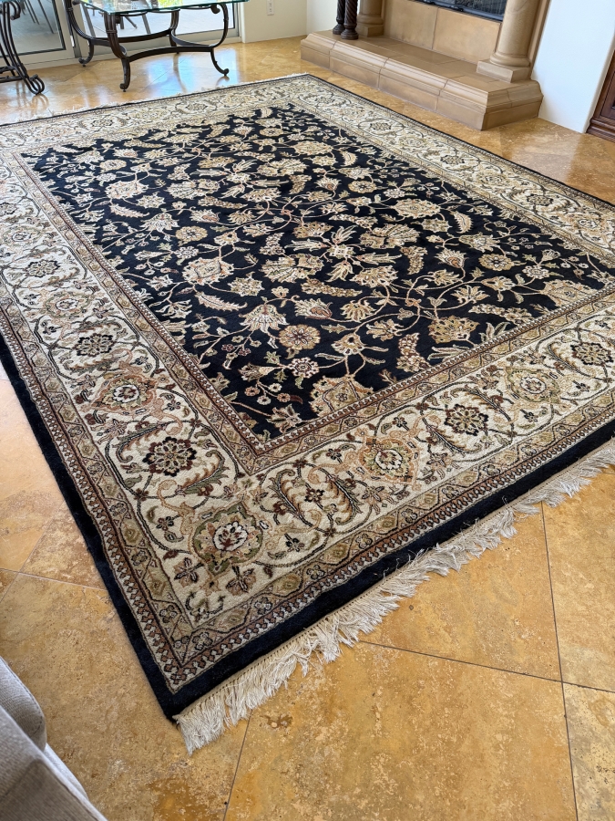 Hand-Knotted Indo-Tabriz Wool Area Rug With Floral All-Over Pattern 109'W X 148'L