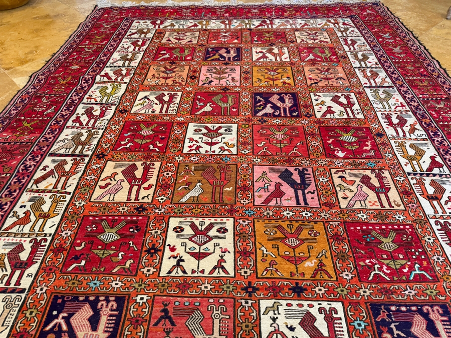Vintage Handmade Turkish Kilim Soumak Wool Area Rug 76'W X 115'H [Photo 7]