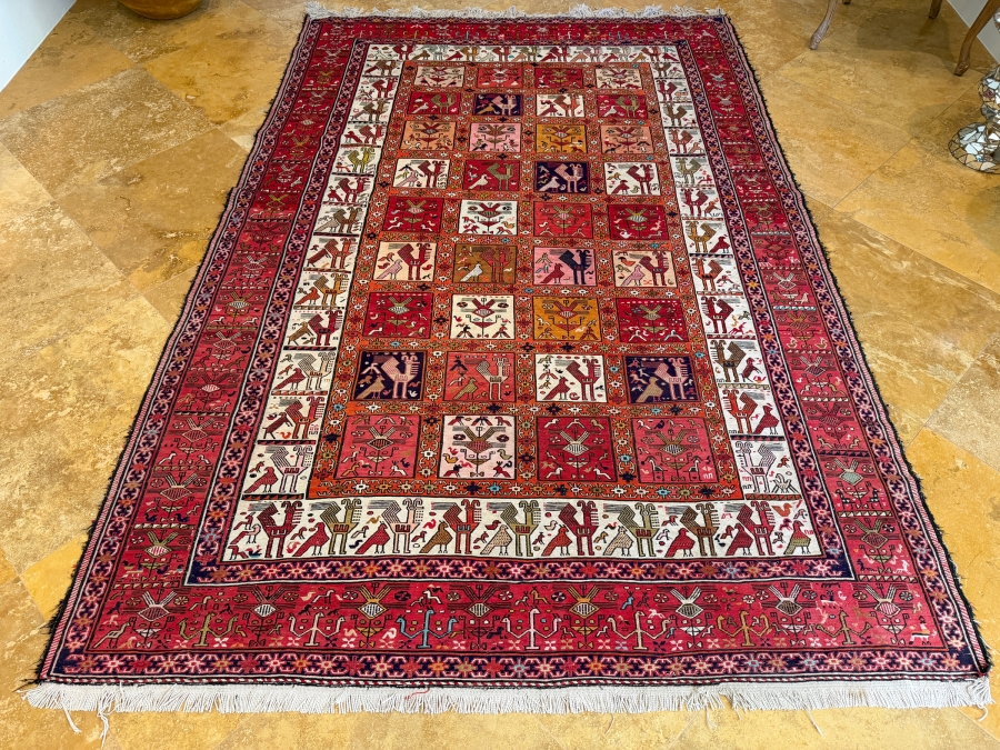 Vintage Handmade Turkish Kilim Soumak Wool Area Rug 76'W X 115'H [Photo 2]