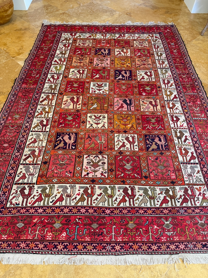 Vintage Handmade Turkish Kilim Soumak Wool Area Rug 76'W X 115'H [Photo 3]