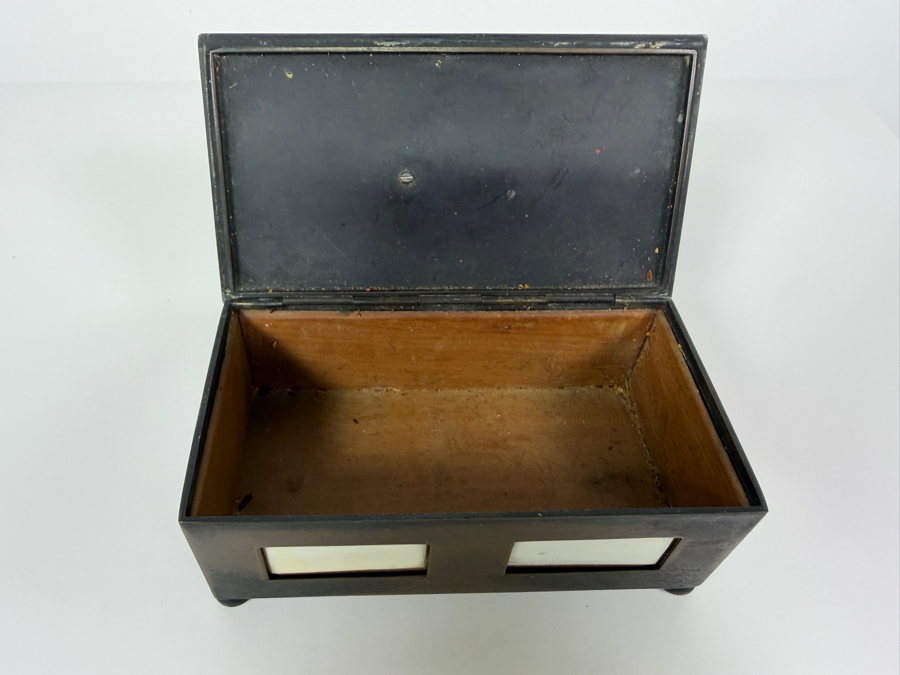 Just Added - Vintage Collectible Bronze Footed Box Adorned With A Sculpted Bone Female Figure With Panel Inlays 6W X 3D X 4H [Photo 11]
