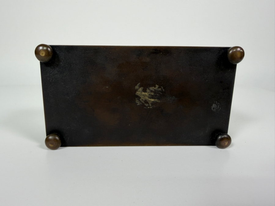 Just Added - Vintage Collectible Bronze Footed Box Adorned With A Sculpted Bone Female Figure With Panel Inlays 6W X 3D X 4H [Photo 12]
