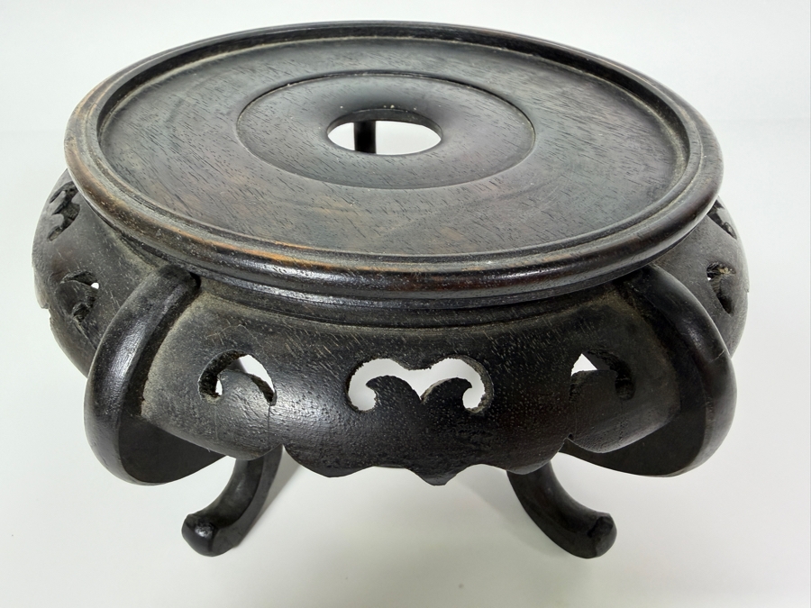 Just Added - Vintage Chinese Hand-Carved Wooden Pedestal Stand 9'W [Photo 3]